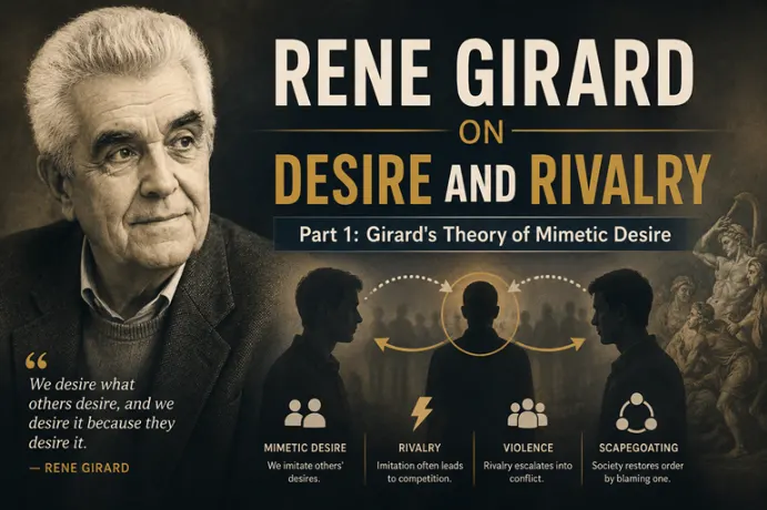 Cover image for RENE GIRARD ON DESIRE AND RIVALRY Part 1: Girard's Theory of Mimetic Desire